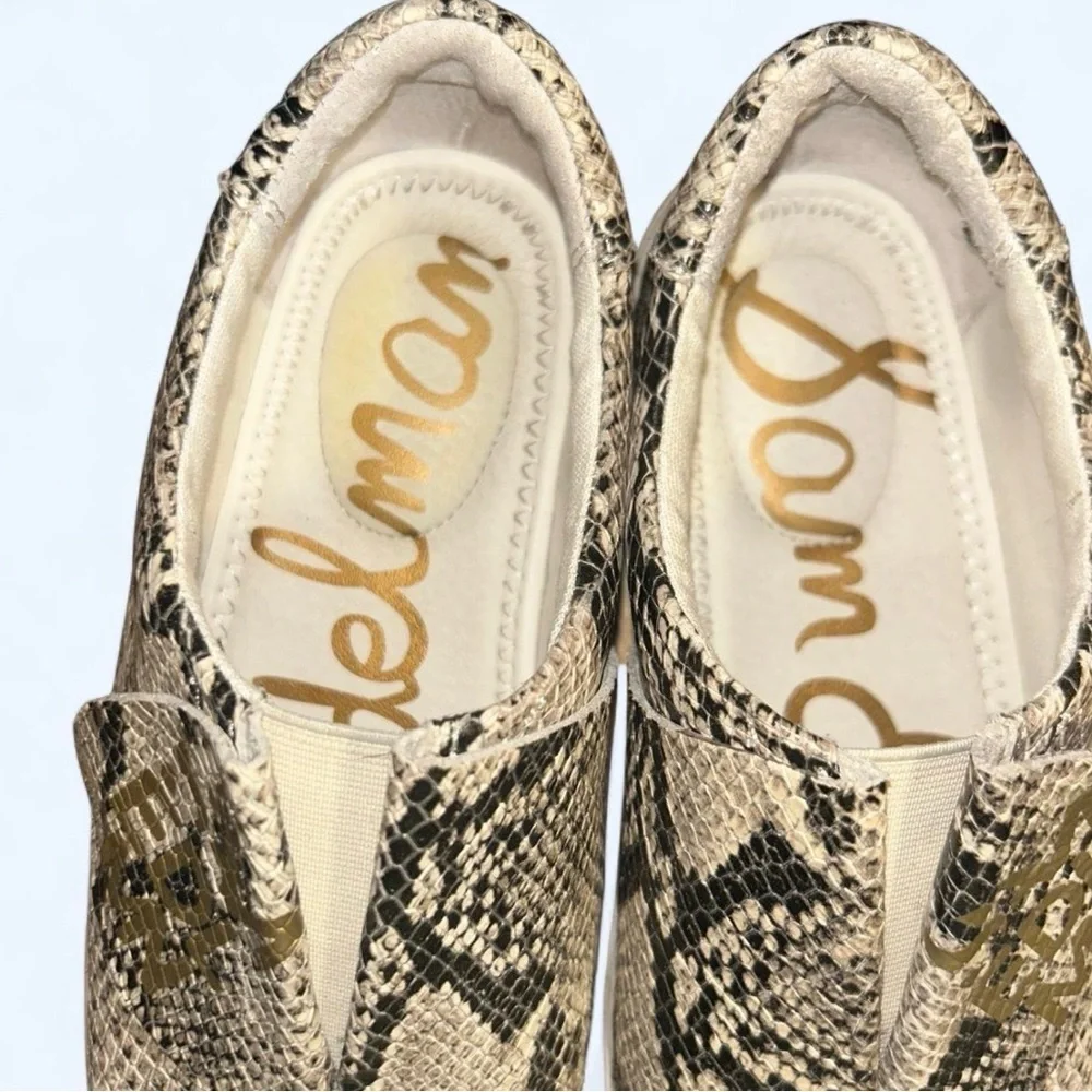 Sam Edelman Snake Print Slip-On Sneakers - Tan and Black